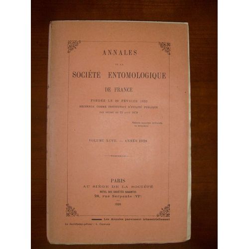 Annales De La Société Entomologique De France  N° 97