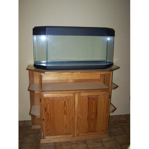 Aquarium 170 Litres + Meuble Façade Pin Massif Vernis