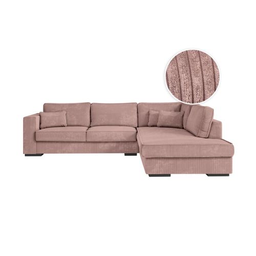 Canapé D'angle Belami 4 Places Xxl En Velours Côtelé - Angle Droit - Vieux Rose