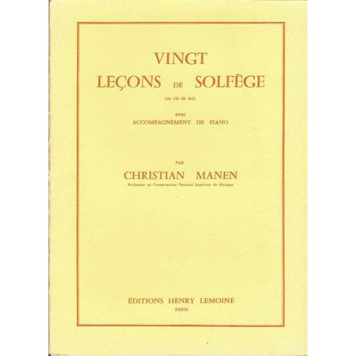 Vingt Leçons De Solfège En Clé De Sol Avec Accompagnement Piano