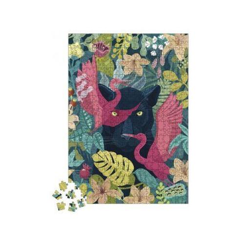Puzzle 500 Pieces Mysterieuse Panthere Noire 34x48cm - Animaux De La Jungle - Enfant, Adulte - Set Jeu Detente + Carte Tigres