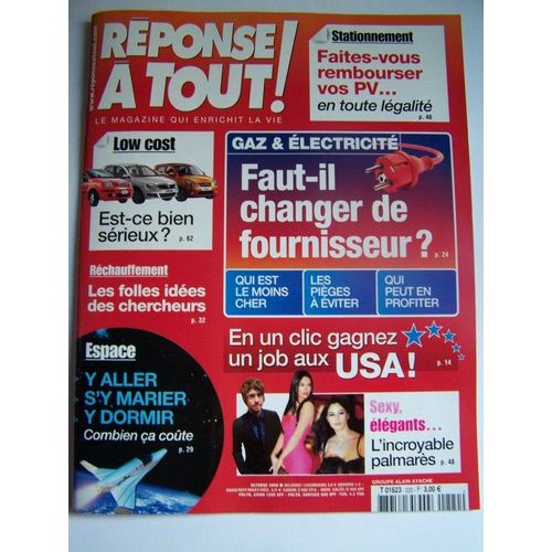 Réponse À Tout !   N° 220 : Gaz Et Électricité : Faut-Il Changer De Fournisseur ?