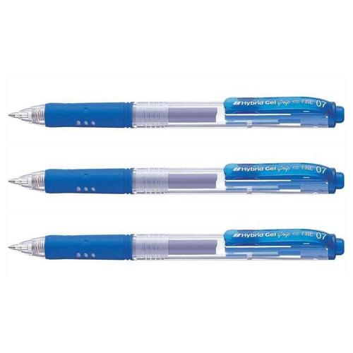 Pentel Lot De 3 Stylos Bille Encre À Gel Hybrid Gel Grip K157, Bleu