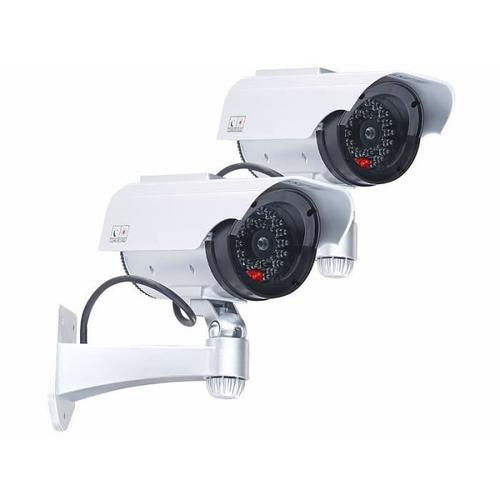 2 caméras de surveillance solaires factices avec signal LED