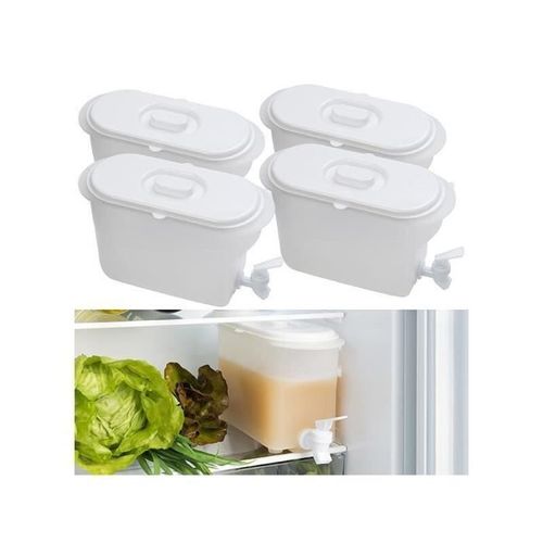 Lot De 4 Distributeurs De Boisson 3l Avec Robinet - Rosenstein & Söhne - Blanc - Idéal Pour Boissons Fraîches