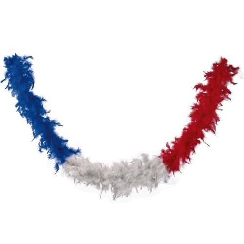 Guirlande de plumes Boa Tricolore France: bleu, blanc et rouge 180cm (x1) REF/22401