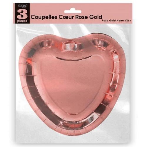 Assiette mariage coeur rose gold en coupelle (x3) REF/APCCRG Matière carton