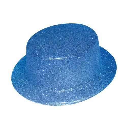 Chapeau Plastique Hdf Bords Arrondis Paillettes Bleu - Ptit Clown - Accessoire De Déguisement - Adulte - Bleu