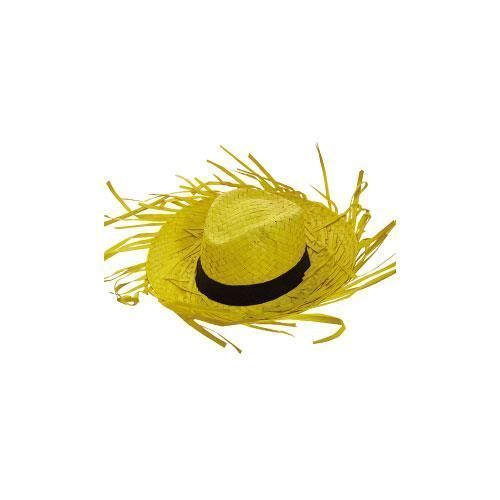 Chapeau De Paille Ptit Clown Adulte Ruban Noir 5 Couleurs Naturel, Bleu, Jaune, Rose, Orange