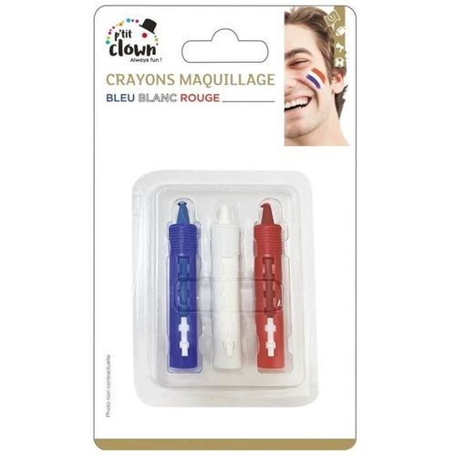 Crayon À L'eau Maquillage France Tricolore X3 - Ptit Clown - Ref/22386 - Bleu - Mixte - Garantie 2 Ans