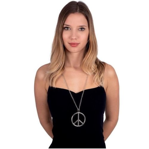 Collier Hippie Argent Pour Adulte - Ptit Clown - Ref/48101 - Métal - Thème Hippie - Garantie 2 Ans