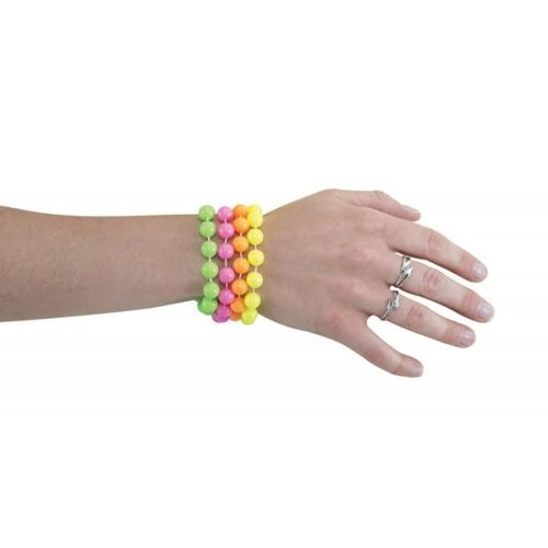 Bracelets De Perles Fluo Adulte - Lot De 4
