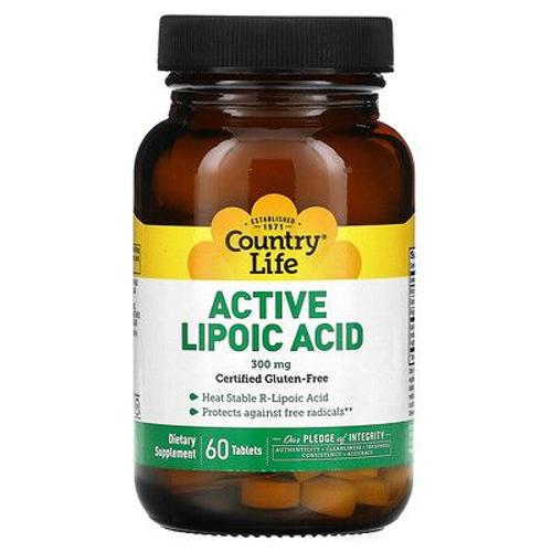 Country Life Acide Lipoïque Actif, 300 Mg, 60 Comprimés 