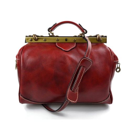 Sac docteur doctor bag cuir sac main cuir sac femme sacoche d'èpaule rouge