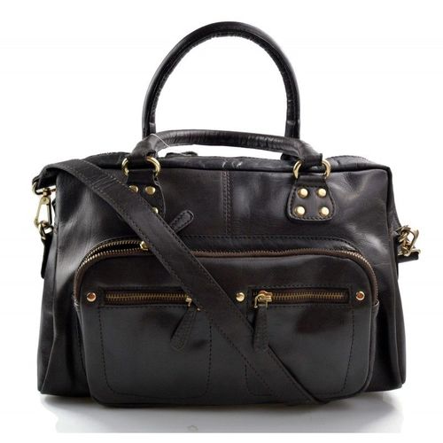 Sac cuir femme san en cuir d'èpaule bandoulierè en cuir brun foncè