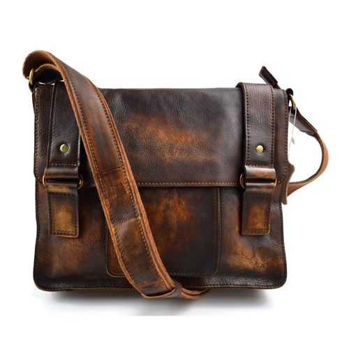 Sac cuir vintage d'èpaule marron sac cartable sac postier sac en cuir homme femme