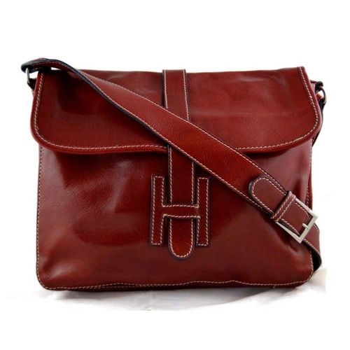 Sac cuir sac à bandoulière homme femme sac postier rouge sac d'épaule bandoulière