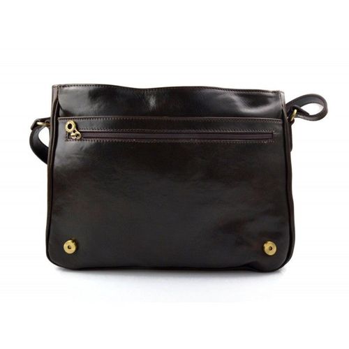 Sac messenger cuir homme cuir sac d'épaule bandoulière sac postier messenger brun foncè