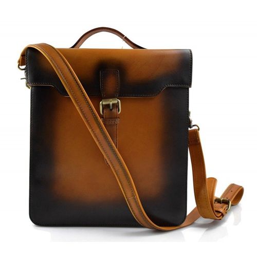 Sac femme rigide en cuir sac à bandoulière sac postier homme en cuir véritable marron