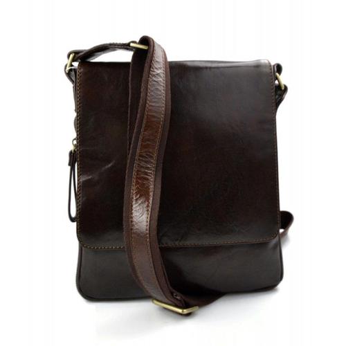 Sac en cuir sac marron foncè à bandoulière homme femme sac d'épaule bandoulière en cuir