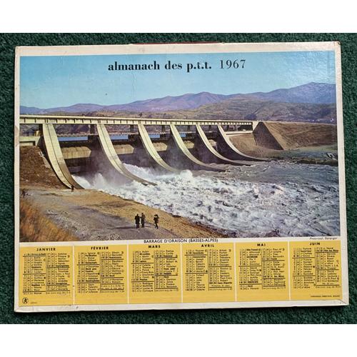 Almanach Postes Et Télégraphes Ptt - Calendrier 1967