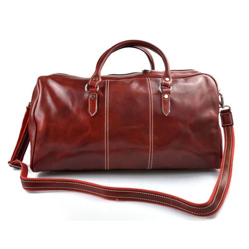Sac de voyage en cuir homme femme bandoulière en cuir véritable sac de sport sac bagage à main rouge