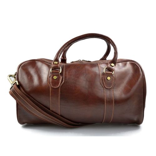 Sac de voyage en cuir homme femme bandoulière en cuir brun