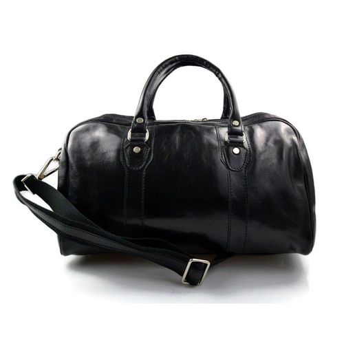 Sac de voyage en cuir homme femme bandoulière en cuir noir
