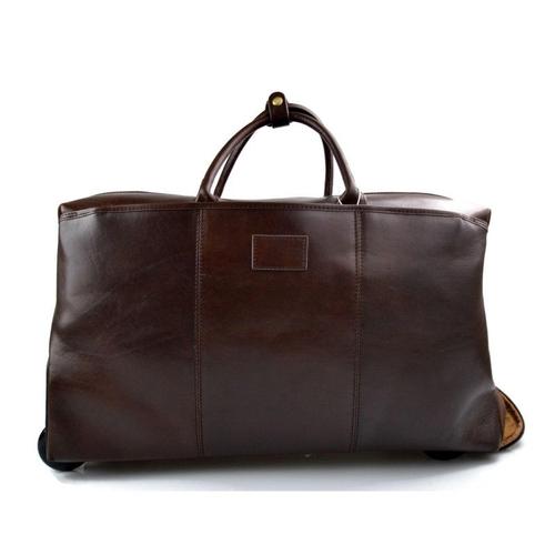 Sac voyage trolley voyage en cuir sac bagages a main en cuir marron fonce