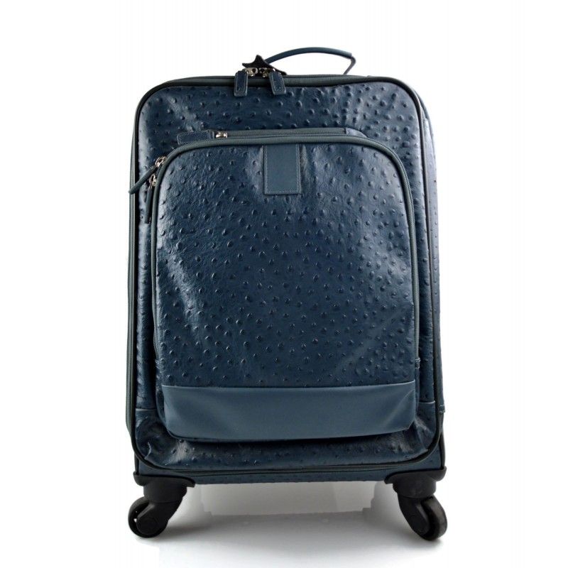 Valise trolley voyage en cuir bleu sac voyage de bagages a main en cuir sac de cabine sac en cuir