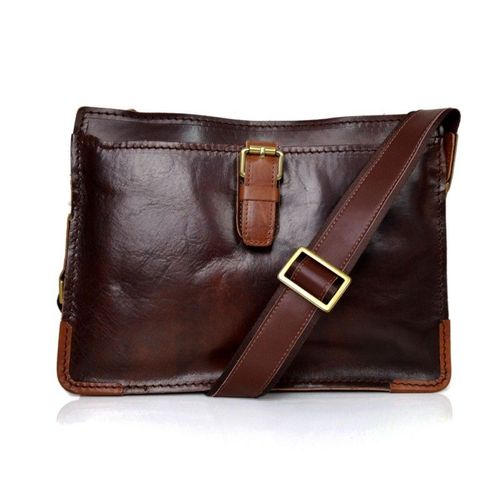 Sacoche de ipad tablet en cuir sacoche portable sac cuir sac à main bandoulière marron foncè