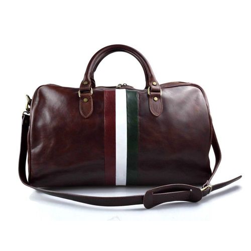 Sac de voyage cuir sac bagage sac bagage a main drapeau italien marron