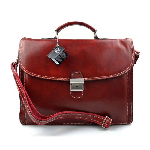 Sac serviette mallette à main en cuir bandoulière sac homme femme messenger rouge