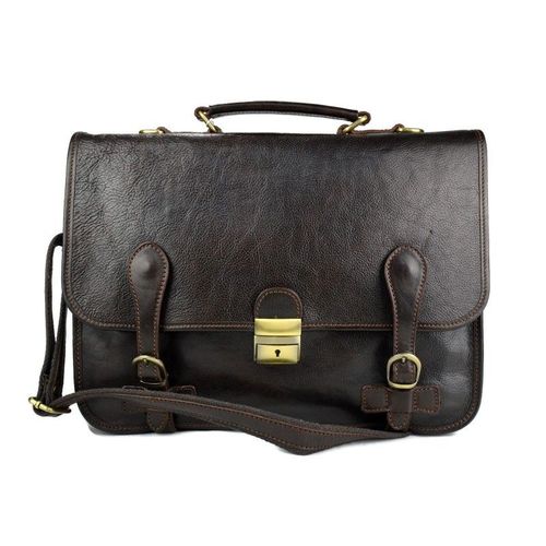 Sac mallette homme femme en cuir traverser sac à main brun foncè