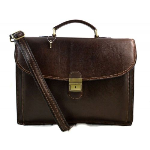 Sac serviette à main en cuir bandoulière sac homme femme messenger brun foncè