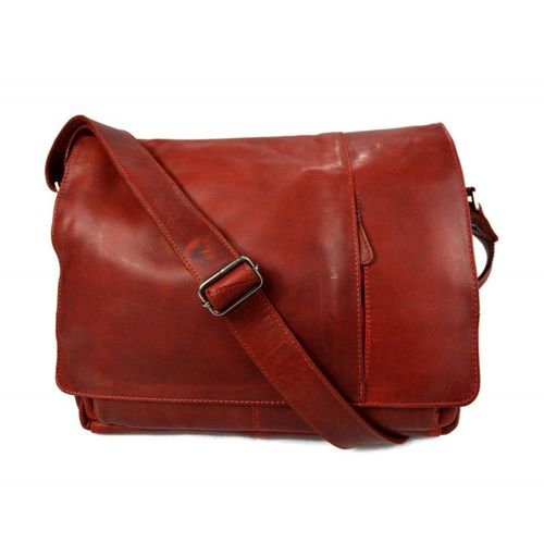 Sac à bandoulière en cuir notebook sac homme femme sac d'épaule messenger rouge