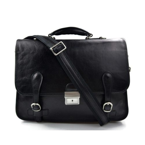 Sac mallette en cuir homme femme en cuir traverser sac à main noir