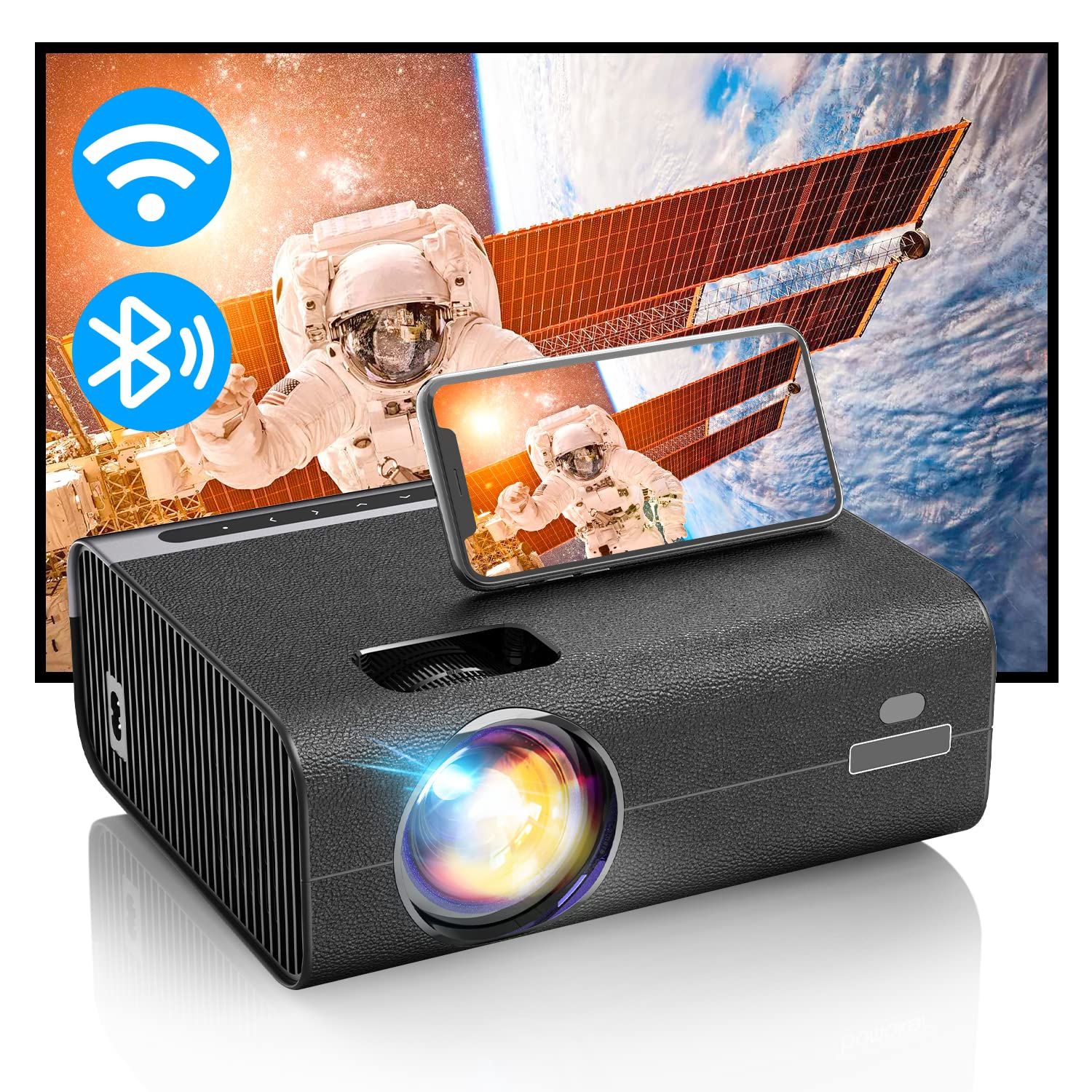 YCLZY Videoprojecteur WiFi Bluetooth 9000 LM Contraste 10000:1, Projecteur Portable 1080P Full HD et 300`` Supported, Mini Projecteur 100000 Heures Compatible avec HDMI/USB/SD/AV/VGA