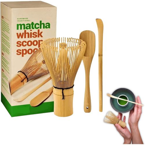 Ensemble De Balais Et Cuillères À Matcha En Bambou Avec 2 Cuillères À Café (Chashaku),Fouet En Bambou Fait À La Main,Cadeau Pour Cérémonie Du Thé