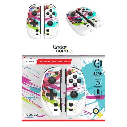 Manettes Switch Joycons Street Art Blanc Duo Pro Pack Pour Nintendo Switch + Dragonnes Tous Ensemble Pour Jouer