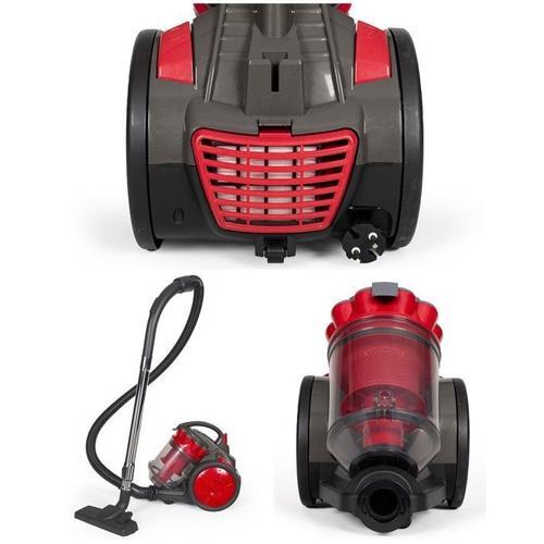 Aspirateur Sans sac 700 W Design Capacité 3L Combi Brosse Rayon ACTION 6m Filtre à air HEPA ROUGE/NOIR