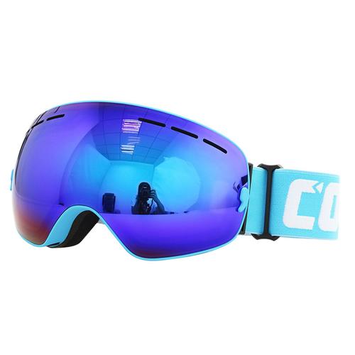 Lunettes De Ski Double Couches Grand Masque De Ski Lunettes Pour Le Ski Neige Femmes Lunettes De Snowboard Équipement De Ski Bleu