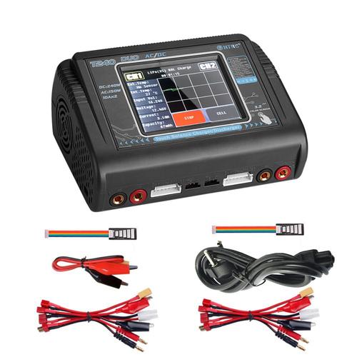 T240 Duo Chargeur Rc Déchargeur Double Canal Ac 150w Dc 240w Écran De Presse Balance Lipo Chargeur Pour Rc Modèle Voiture Jouet Prise Ue