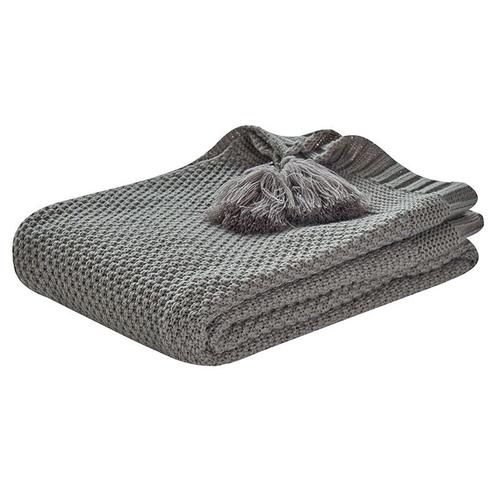 Couvertures Tricotées Pour Avec Pompon Poussette Nouveau-Né Emmaillotage Enveloppement Enfants Voyage Literie Pour Tout-Petits Adultes - Gris