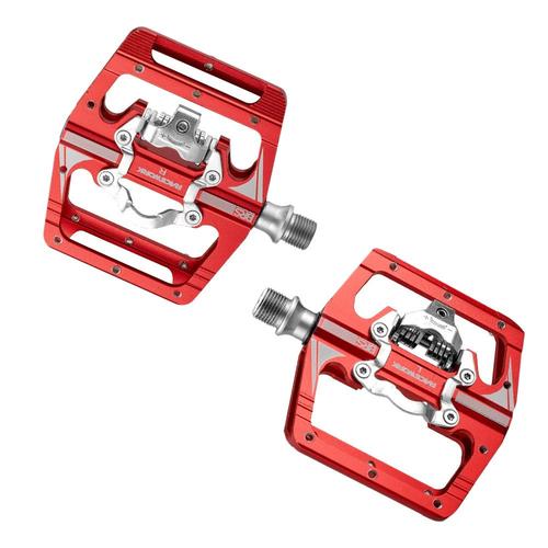 Pédales De Vélo Plate-Forme Plate De Vélo De Compatible Avec Les Pièces De Vélo De Pédale À Clip Latéral Simple Spd Rouge