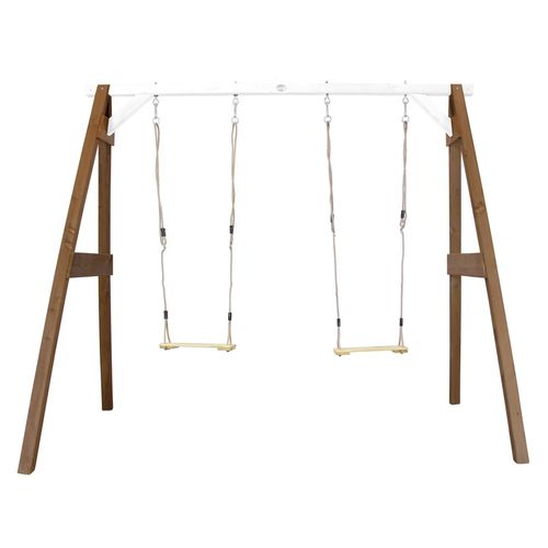 Axi Portique Balançoire En Bois Double Marron/Blanc