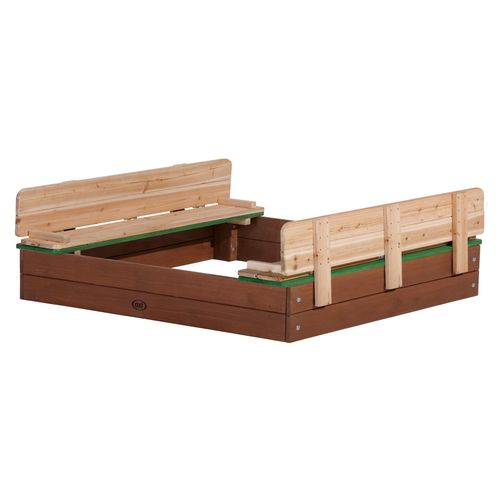 Bac À Sable Enfant | Bac À Sable Pour Enfants En Bois Avec Couvercle Marron & Vert | 120 X 120 Cm - Axi Ella Xl