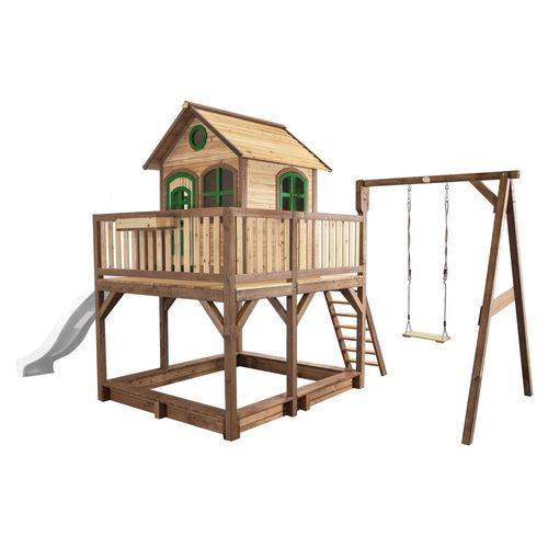 Classic Liam Playhouse With Single Swing Brown/Green - Toboggan Blanc