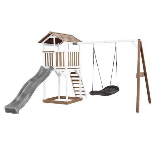 Axi Beach Tower With Roxy Nest Swing Brown/White - Toboggan Gris