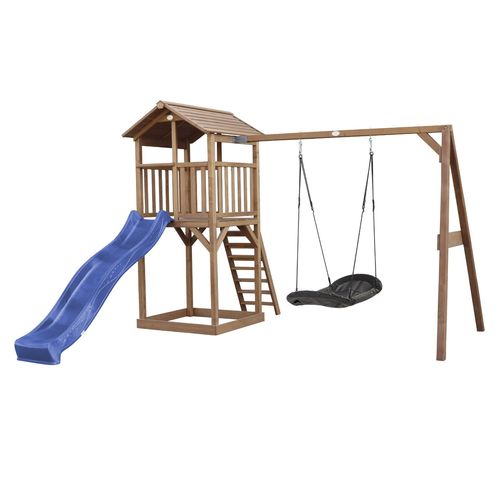 Axi Beach Tower With Roxy Nest Swing Brown - Blue Slide
